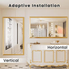 Amorho Bathroom Mirror, 60x36 Inch Golden Thick Metal Framed Wall Mirrors for Over Sink, Wall-Mounted Mirrors Perfect for Bedroom, Living Room, Entryway, Rectangle (Horizontal/Vertical).