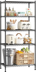 5-Tier Shelf, Shelves Capacity 1010LBS,Storage Shelves Adjustable Wire Shelving,Metal Shelving Unit Storage Rack for Kitchen Pantry Closet Laundry School Commercial 59.4" Hx21.5 W x13.6 D