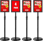 USCNC Sign Holder Stand 8.5x11 inch - Adjustable Floor Standing Sign Holder -Snap open frame,360° Rotation for Malls,Schools,Restaurants (Black 4 Pack)