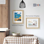 VCK 11x14 Picture Frame 5 Pack - Natural Oak, High-End Wood Poster Frames with Tempered Glass, Display 8x10 Photo with Mat or 11x14 without Mat, Art Gallery-Quality, Wall Hanging, Natural Oak