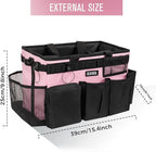 Wearable Cleaning Caddy Bag, Cleaning Caddy Supplies Organizer with Handle & Shoulder Straps for Housekeepers, Under Sink & Car Cleaning Tool Organizers with 4 Foldable Divider (SweetPink)