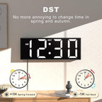 JALL 12'' Large Digital Wall Clock, Big LED Number Dispaly, RGB Colors, DST, Night Light for Classroom Living Room Bedroom Mounted Birthday Xmas Gift for Senior, Mem Womem (White Font, 12 inches)