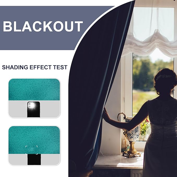 JIUZHEN Blackout Curtains for Bedroom - 60 Inch Extra Wide Thermal Insulated Room Darkening Privacy Soundproof Curtains for Living Room/Dorm Room, Set of 2 Panels, 60 x 63 inches,Peacock Blue
