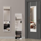 ANYHI Over The Door Mirror, 47" x 12" White Door Mirror Full Lenth, 2 Hooks, Door Mount or Wall Mount, for Bedroom, Living Room, Bathroom