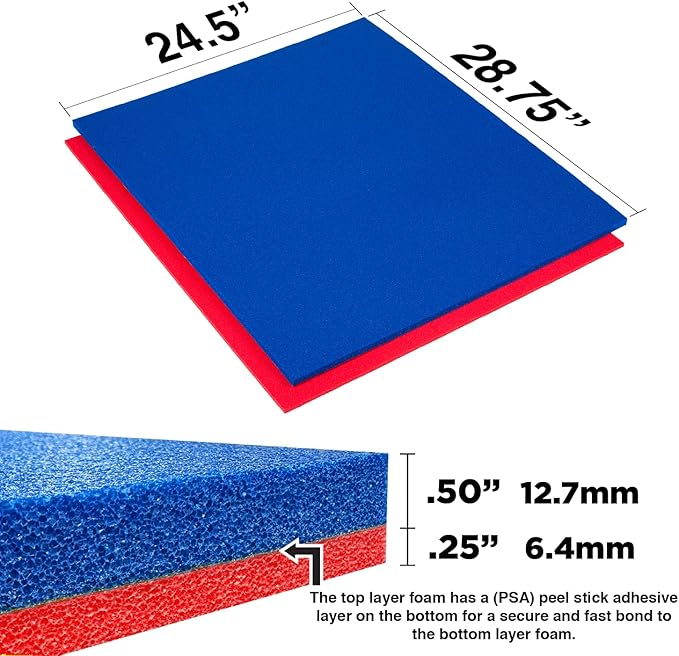 5S Tool Box Shadow Foam Organizers (2 Color) FITS STOR-LOC Tool CHESTS (24.50" x 28.75", Blue Top/Red Bottom)…