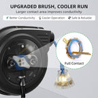 80FT Retractable Extension Cord Reel, 14 AWG/3C SJTOW Heavy Duty Power Cord with Lighted Triple Outlet, 13A Circuit Breaker, 180° Swivel Wall/Ceiling Mount Retractable Cord Reel, ETL Listed, Blue
