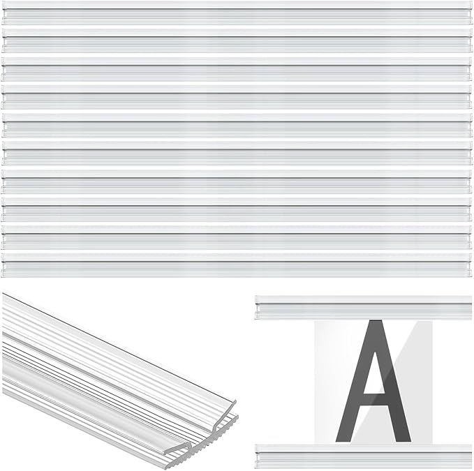 Pangda 10 Pcs 60 Inch Letter Tracks for Plastic Sign Plastic Marquee Letter Board Track for 5,7 and 9 Inch Panels(Clear,1 x 60 Inches)