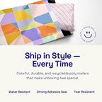 Poly Mailers 10x13 – 100 Pack – Printed Recyclable Shipping Envelopes for Small Business Packaging, Self Sealing Mailing Bags – Pastel Mosaic Multi Color Design