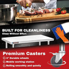 DuraSteel 24x12 NSF Stainless Steel Cart Work Table - Heavy Duty Rolling Food Prep Table - Metal Utility Cart on Wheels Caster, Grill Stand Microwave Outdoor Kitchen Tables Countertop Island Top Vevor