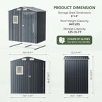Update Version 6x4 FT Outdoor Metal Storage Shed, Single Door, 1 Clear Window, Tool Shed for Garden, Patio, Backyard Brown
