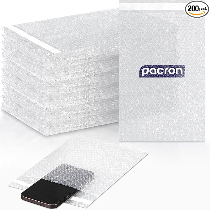 200 Pcs Clear bubble out Bags, 12x15.5 Bubble pouches, Self-Sealing clear mailer Bubble bags for Shipping, Packing, Storage, Moving, Cushioning Wrap Bags