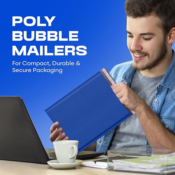 Royal Blue Large Poly Bubble Mailers 9.5x14.5 inch #4 | Self Seal Padded Envelopes Cushioned Bubble Mailer | Usable Size 9.5x13.5 | WaterProof | Lightweight mailing Shipping Bags | 200 Pack Bulk