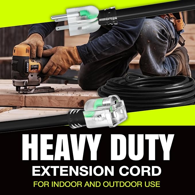 75ft Outdoor/Indoor Extension Cord 14/3 Gauge Heavy Duty 3 Prong SJTW, Waterproof, Flexible Cold-Resistant Long Power Cord,13A 125V 1625W, Black by LifeSupplyUSA
