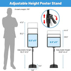 6Pack Sign Stand for Display 8.5 x 11, Adjustable Poster Stand for Table Top & Floor, Floor Standing Sign Holder, Metal Signage Stands for Business, Tradeshow, Store, Farm Display Stands