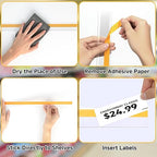50 Pcs Shelf Label Strips 1.5''H x 48''L Self Adhesive Label Holder with 50 Pcs White Labels, Gondola Price Tag Holder Clear PVC Adhesive Ticket for Metal Wood Plastic Rack (Clear)
