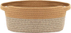 Woven Basket,Small Rope Storage Bin with Handles & Ribbon Bag, Organizer for Shelves Closets,Gift Basket Empty for Birthday,Books,Dog Toys, Jute&Brown