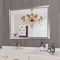 Amorho 48X36 Inch Bathroom Mirror Silver, Thick Metal Framed Wall Mirrors for Over Sink, Brushed Nickel Mirror Perfect for Bedroom, Living Room, Entryway, Rectangle (Horizontal/Vertical).