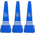 OrangeStar 6-Pack 28" Reserved Parking Cones, Large 4-Sided Message Safety Traffic Cones with Heavy Rubber Base for Indoor Outdoor Use, Parking Lot Control, Driveway Barriers, Blue