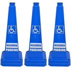 OrangeStar 6-Pack 28" Reserved Parking Cones, Large 4-Sided Message Safety Traffic Cones with Heavy Rubber Base for Indoor Outdoor Use, Parking Lot Control, Driveway Barriers, Blue