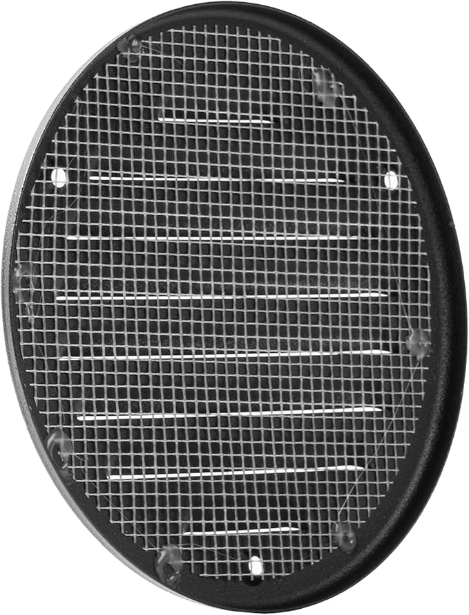 Vent Systems - 4 Inch (Inner) Pack of 10 Black Metal Round Soffit Air Vent Grille Cover, Register air Vent Deflector, Louver - Built-in Mesh - HVAC for Bathroom, Home Office, Kitchen 5 Inch (Outer)
