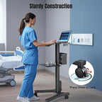 Yescom Mobile Laptop Cart Rolling PC Stand Computer Workstation on Wheels with Handle 220 Lbs Capacity CPU Printer Power Strip Holder for Lap School Office Salon Spa Dental