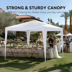 10x10 FT Party Tent, Outdoor Wedding Tents for Parties, Canopy Event Tent with 3 Removable Sidewalls, Waterproof Gazebo Shelter for Birthday Parties, Weddings, BBQs & Events (10X10FT-3Sides White)