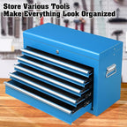 Winado 24" Portable Tool Box, 5 Drawer Tool Chest with Carry Handle, Top Case, Ball Bearing Runners, Lockable Metal Hand Toolbox for Garage, Warehouse, Repair Shop & Home, Blue