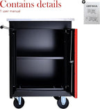 Rolling Tool Chest Box with 2 Doors and Adjustable Shelves, 22.2" D Movable Lockable Tool Cart Multi-Functional Hardware Storage Cabinet Box Auto Repair Locker