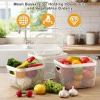 4 Pack Metal Mesh Basket with Hollow Handles White Wire Storage Bin for Organizing Stackable Metal Fine Mesh Basket for Pantry Bathroom Kitchen Cabinets Shelves (Medium and Large)