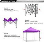 ABCCANOPY Patio Pop Up Canopy Tent 10x10 Commercial-Series (Purple)