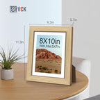 VCK 8x10 Picture Frame 2 Pack - Natural Oak, High-End Wood Poster Frames with Tempered Glass, Display 5x7 Photo with Mat or 8x10 without Mat, Art Gallery-Quality, Wall Hanging/Tabletop, Natural Oak