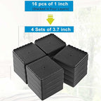 Bed Risers 1 inch, 2 inch, 3 inch, 4 inch Heavy Duty, Adjustable Furniture Riser for Table Desk Couch Sofa Chair Recliner Leg Frame Dorm, Stackable Bed Raisers Blocks (Black 4 Pack, 1+1+1+1 inch)