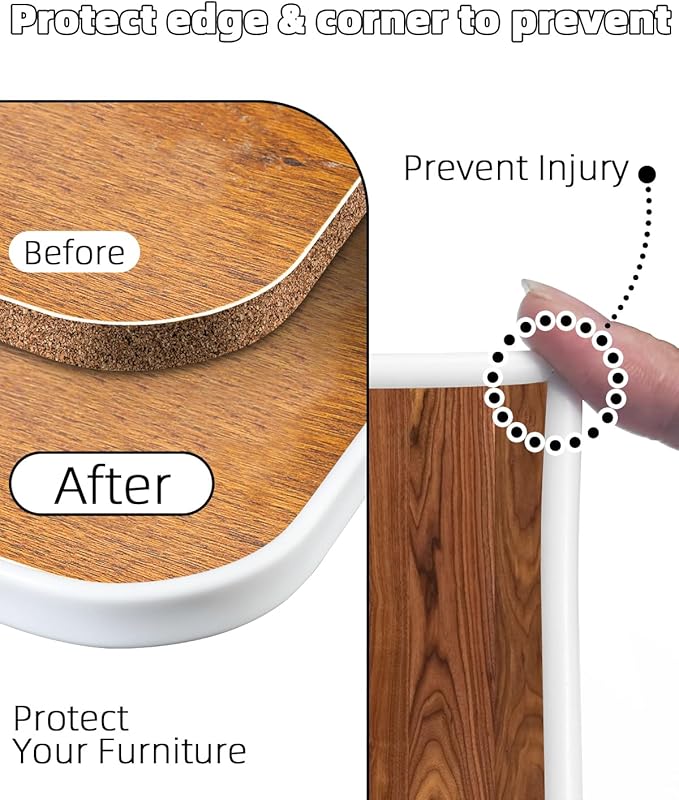 U-Shape White TPE Edge Banding 16.4Ft Self-Adhesive Flexible Edge Trim, Furniture Edge Protector & Countertop Molding (W:1.0'' H:0.2'')