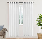 XTMYI Doorway Curtains Privacy Room Divider for Room Seperation,Sheer Faux Linen Accordion Sliding Closet Door Panels for Doors,80 Inches Long,Pure White