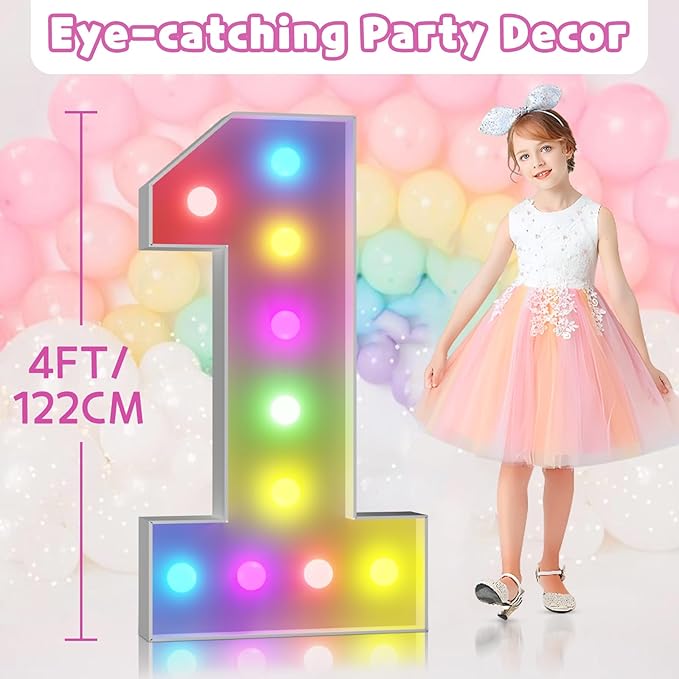 Marquee Numbers Colorful 27th Birthday Decoration: 4FT Large Light Up 27 Year Old Birthday Decorations Anniversary Backdrop Cardboard Sign 18 Colors Number 27 Mosaic Balloon Frame