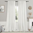 Nanspring Ivory Curtains 2 Panels for Living Room Back Tab Neutral Farmhouse Extra Long Drapes Semi Sheer Linen Curtain 144 Inch Length for Floor to Ceiling High Window Patio Sliding Door