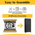 Metal Kitchen Pantry Storage Cabinet with 3 Drawers，75 Inch Black Food Pantry Cabinets for Kitchen Storage with 2 Adjustable Shelves,Tall Storage Cupboard for Living Room,Dining Room Office