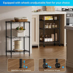 SINGAYE 3 Small Shelves Storage Shelf Wire Shelving Unit Metal Shelf Adjustable Organizers Storage Shelving with Wheels for Bathroom Laundry Room Kitchen Pantry11.5”D x 17.3”W x 30”H Black
