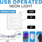JONATHAN Y NEN1015A 15" Love You More Neon Sign, Modern White LED Light in Acrylic Box for Wall Decor, USB Powered Tabletop Lighted Sign for Bedroom, Living Room, Dorm Room, Romantic Wall Art