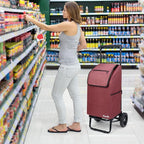KEDSUM 2 in 1 Shopping Cart for Groceries, 330 lbs Grocery Cart on Wheels, Foldable Utility Carts with Wheels, Load-Bearing Hand Truck with Waterproof Bag for Shopping, Camping, Laundry, Garden, Red