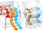 Geosar 3 Pcs Adjustable Label Dispenser 3 Disks Sticker Roll Holder Sticker Dispenser Clear Label Roll Holder Acrylic Tape Organizer Stand for Office Home Desktop