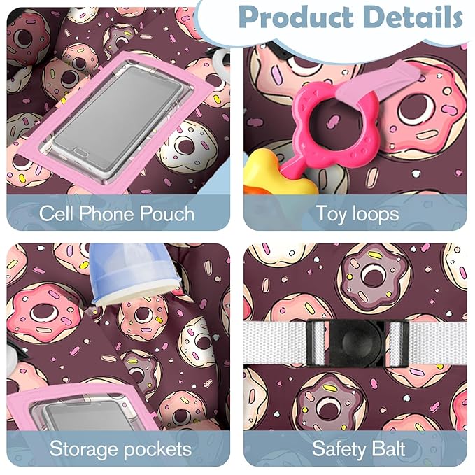 Shopping Cart Cover for Baby 2-in-1 High Chair Cover with Safety Harness Multifunctional Foodstuff Donuts Cart Covers for Babies Soft Padded Grocery Cart Cover for Baby Boy Girl