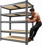 72.1" H Garage Shelving 2030LBS Garage Storage Shelves, 5 Tier Adjustable Metal Shelving, Storage Shelves for Storage, Basement, Warehouse, Pantry, Kitchen, 35.5" W x 15.7" D x 72.1" H, Black