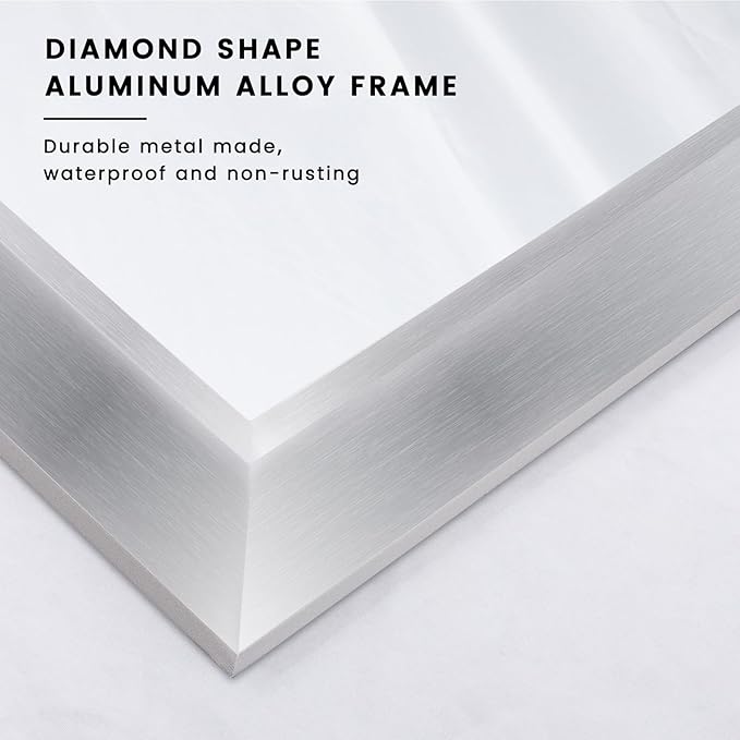 Amorho Bathroom Mirror, 55x40 Inch Silver Thick Metal Framed Wall Mirrors for Over Sink, Brushed Nickel Mirror Perfect for Bedroom, Living Room, Entryway, Rectangle (Horizontal/Vertical).