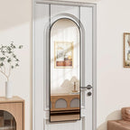 Full Length Door Mirror, Wall Mounted Wall Mirrors, 50"X16" Arched Behind Door/Full Length Mirror for Use in Living Rooms, Rooms, Bedrooms, Cloakrooms, etc. (Black)