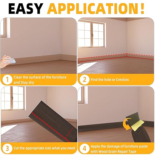 GSCIT Club Wood Grain Repair Tape, 24 inch X 25ft Self Adhesive Red Walnut Grain Repair Patch for Tables, Chairs, Baseboards, Doors, Windows, Floors, Handicraft DIY.