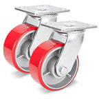 Nefish 5 Inch Industrial Grade Casters Wheels, 2 Pack Heavy Duty Swivel Casters, No Noise Polyurethane Wheel on Steel Hub, 1000 Lbs Load Capacity Per Swivel Casters for Machine, Equipment