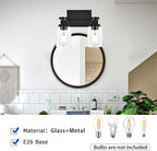 2-Light Track Lighting Kit Black Track Lighting Fixtures Bathroom Wall Sconces Ceiling Mount Kitchen Tracking Lights, Rotatable Spotlight with Clear Glass Shade for Kitchen Shop Hallway