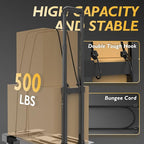 TOOLIOM Folding Hand Truck, 500 lbs Heavy Duty Foldable Luggage Cart with 6 Wheels & 2 Elastic Ropes, Portable Collapsible Dolly Cart with Extendable Base