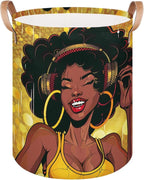 Women African Laundry Basket Foldable Laundry Baskets With Leather Handles for Bedroom Bathroom Toys Decorative Basket
